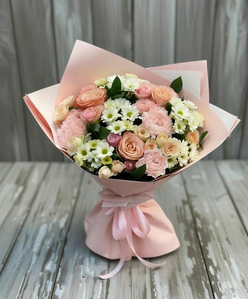 Букет цветов из: Гвоздики, Розы и Хризантемы в Новоивановской