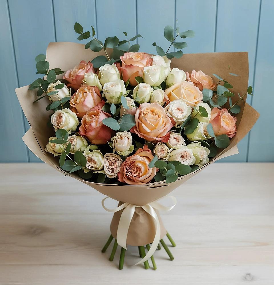 Букет цветов из: Альстромерии и Розы в Новоивановской