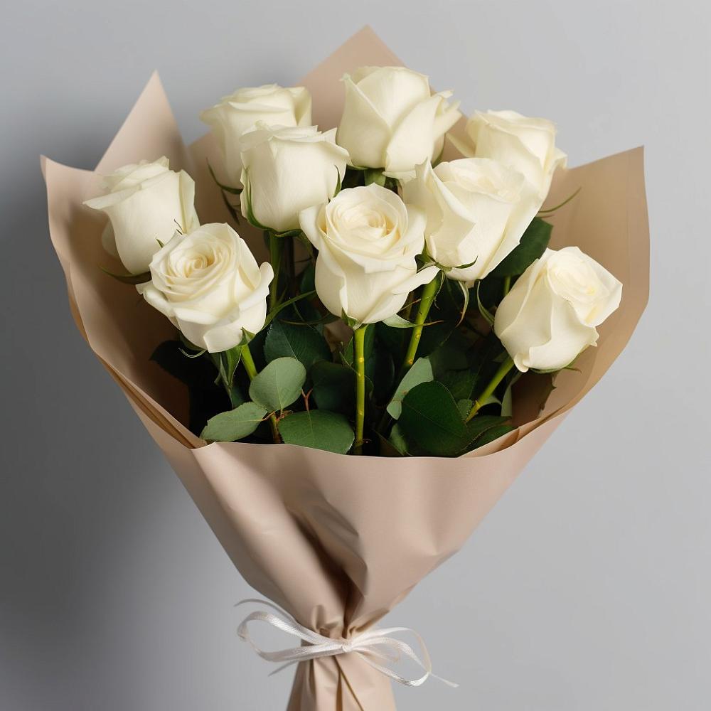 Букет 9 Белых роз Эдлесс Лав в Новоивановской