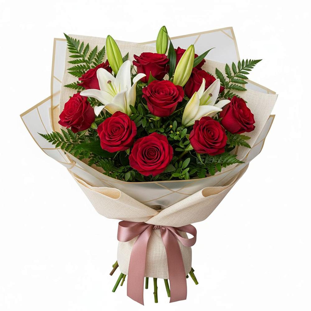 Букет цветов из: Лилии и Розы в Новоивановской