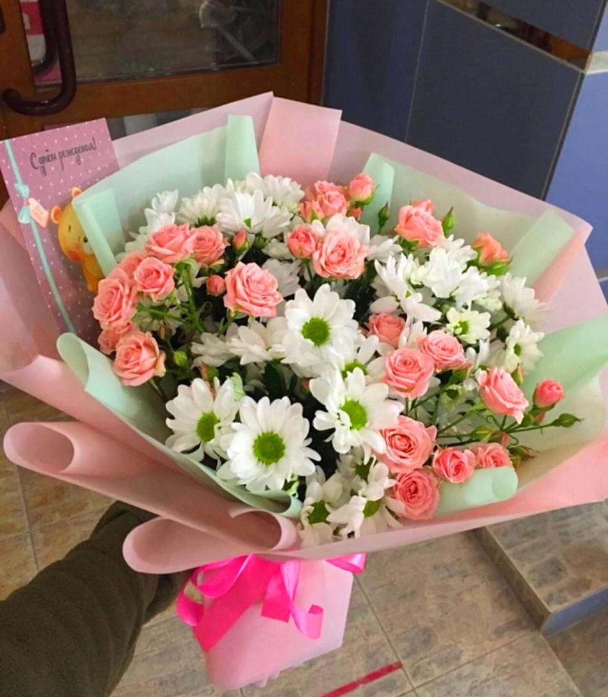 Букет цветов из: Розы и Хризантемы в Новоивановской