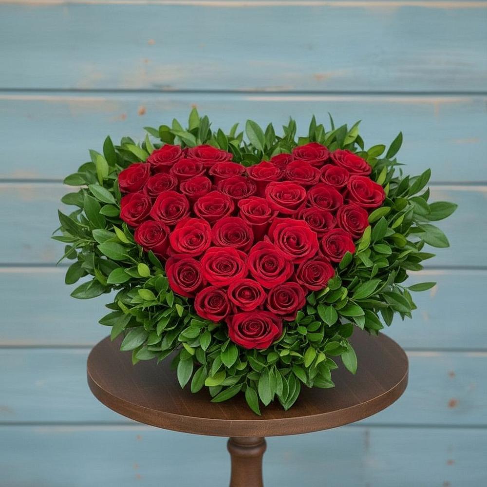 Цветочная композиция из Розы в виде сердца в Новоивановской