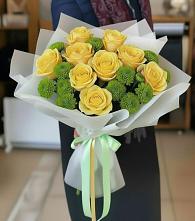 Букет цветов из:  Хризантемы и Розы в Новоивановской