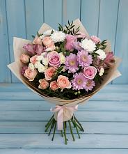 Букет цветов из:  Хризантемы, Розы и Альстромерии в Новоивановской