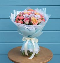 Букет цветов из:  Хризантемы и Розы #REPLACE_PRED# Новоивановской