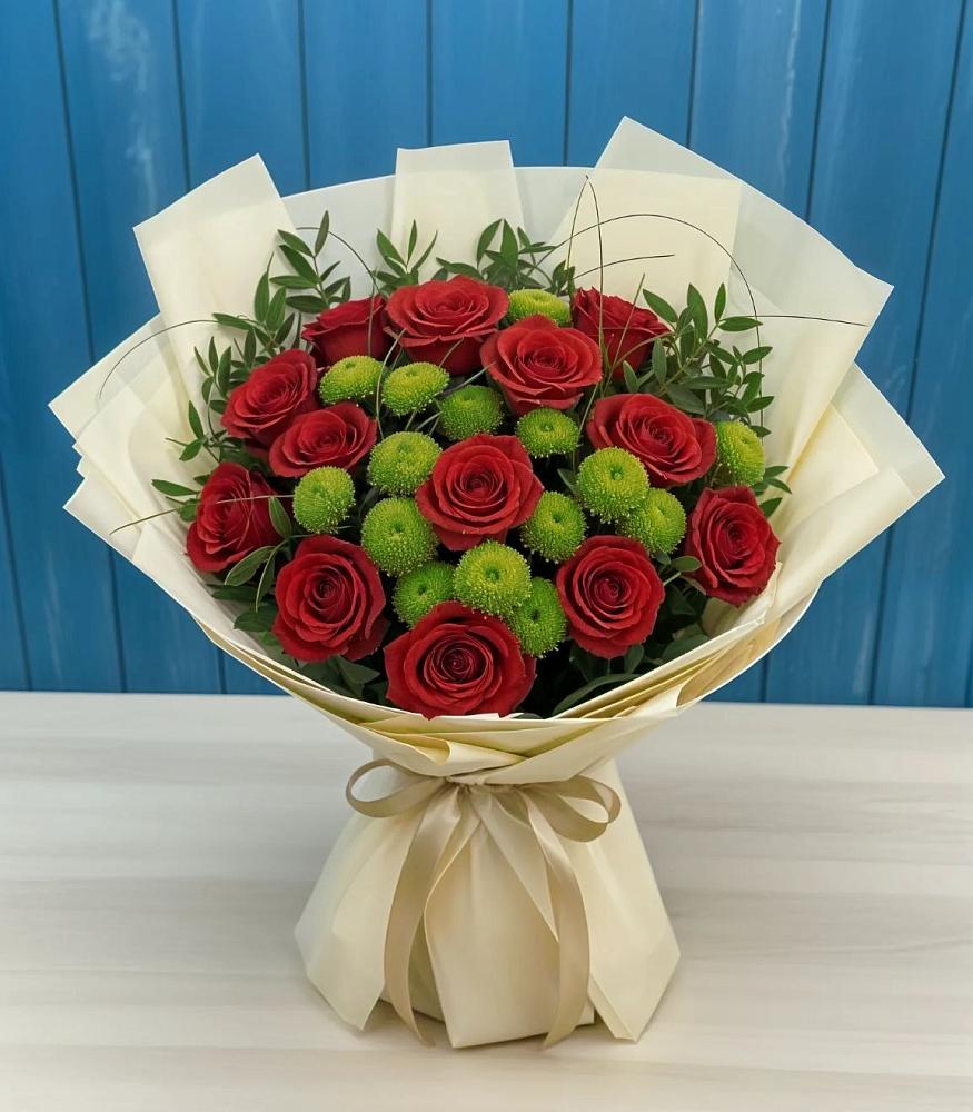 Букет цветов из: Розы и Хризантемы в Новоивановской